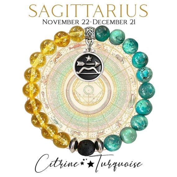Citrine & Turquoise Zodiac Band – Sagittarius (धनु राशि)