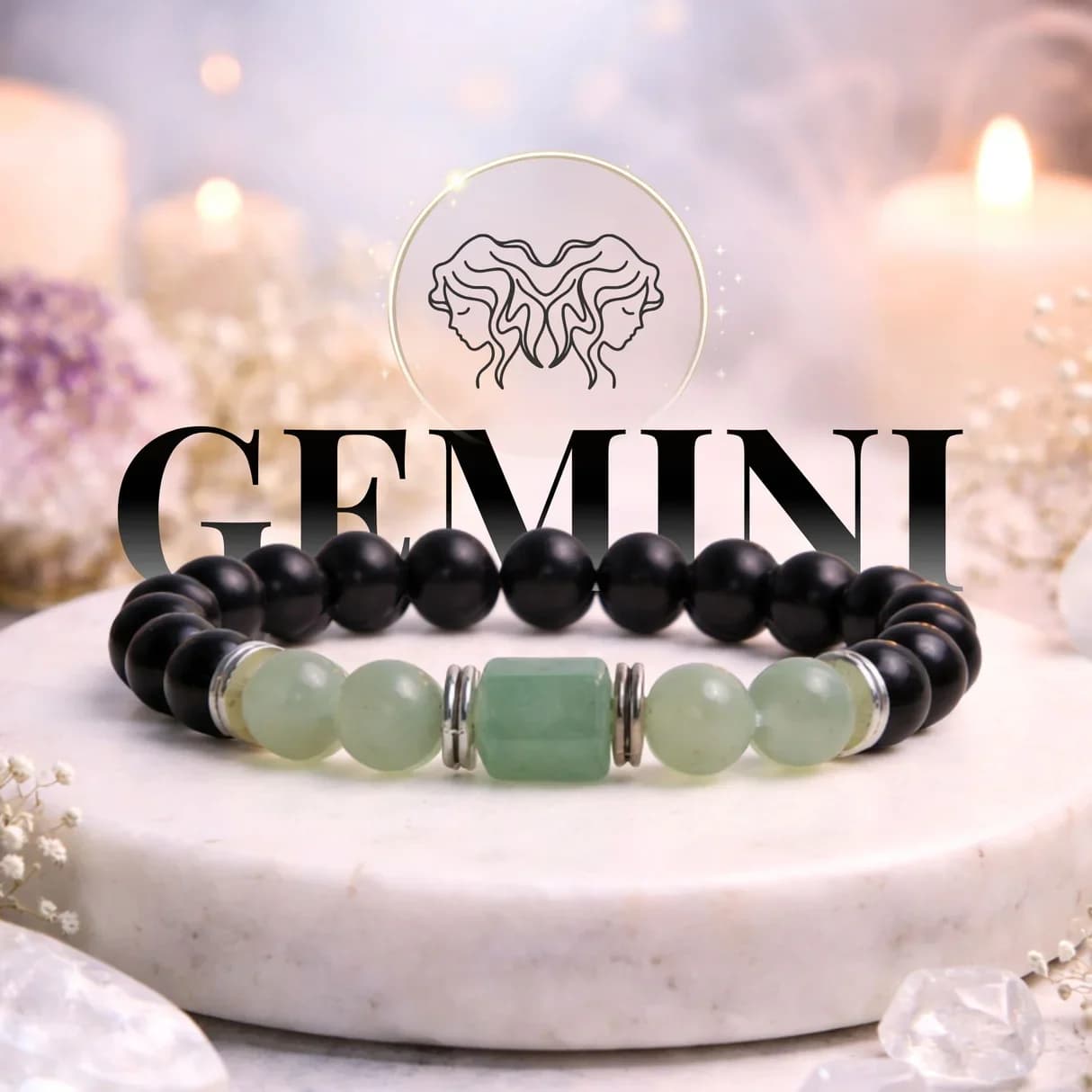 Aventurine & Rose Quartz Zodiac Band – Gemini