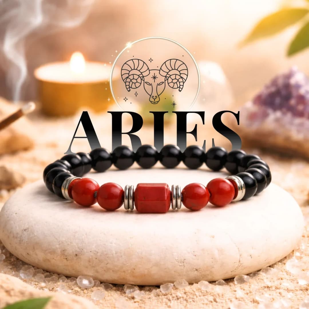 Red Garnet Zodiac Band – Aries (मेष राशि)