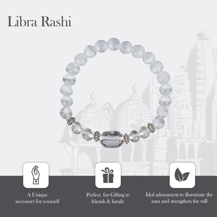 Sphatik & Selenite Zodiac Band – Libra (तुला राशि)