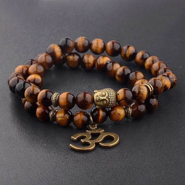 Tiger Eye Bracelet with Buddha Charm – Natural Stone Beads