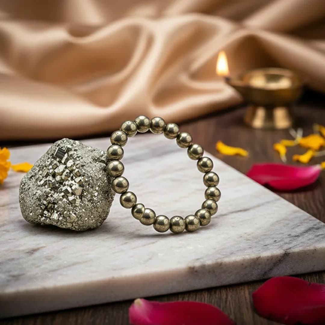 Diamond Cut Pyrite Bracelet – Natural Stone Beads