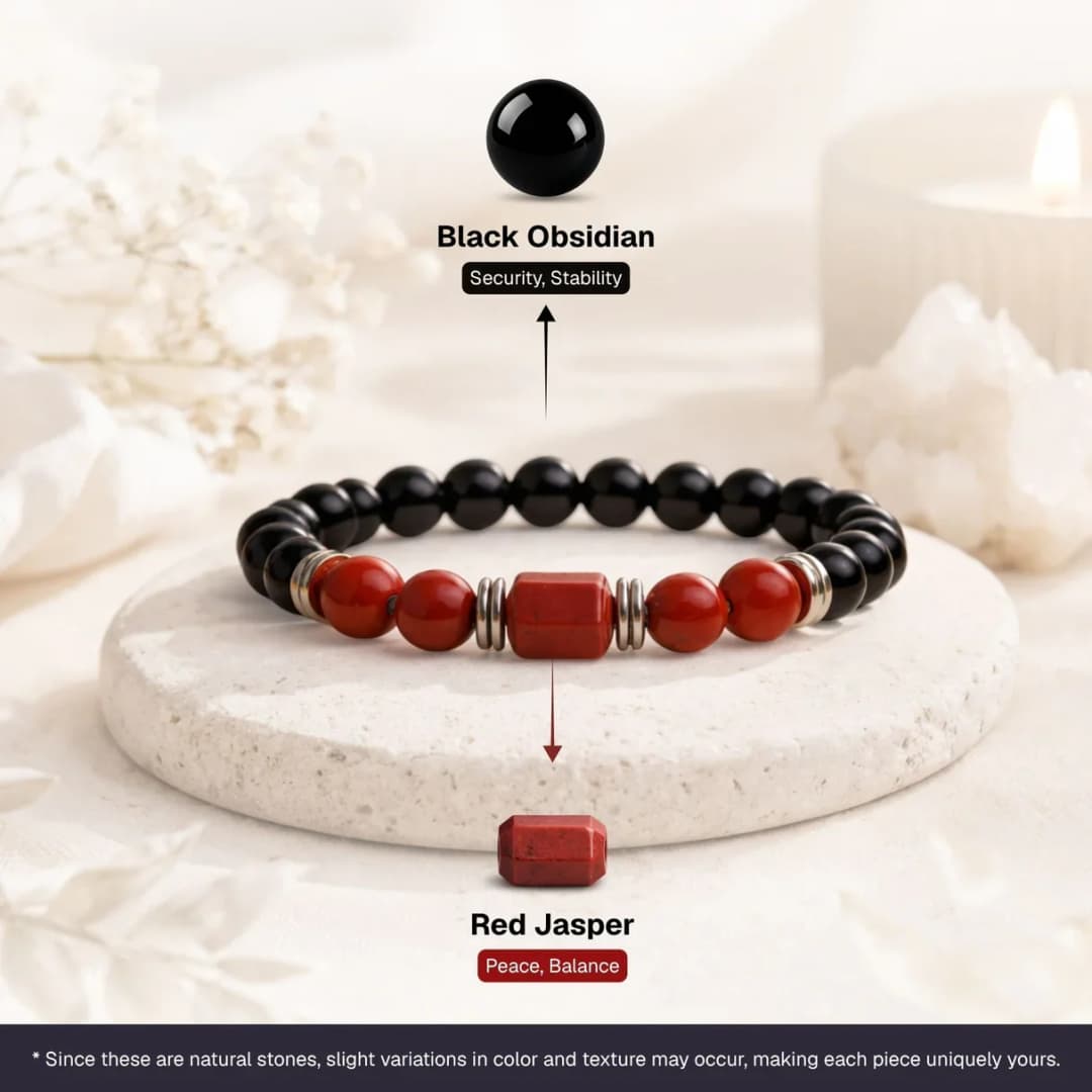 Red Jasper & Obsidian Zodiac Band – Scorpio (वृश्चिक राशि)