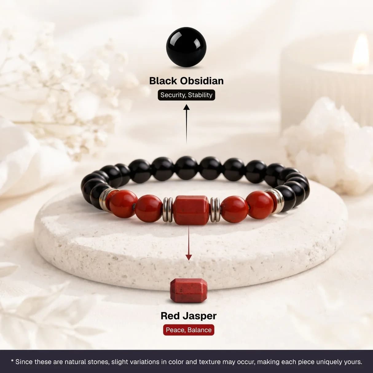 Red Jasper & Obsidian Zodiac Band – Scorpio (वृश्चिक राशि)